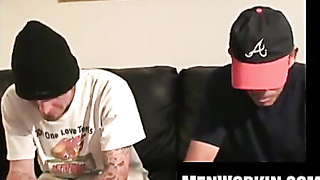 Mustached boy takes humid cock after deep throating