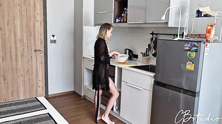 Rock-hard Ass-fuck With Bro's Wifey While She's Cooking Breakfast