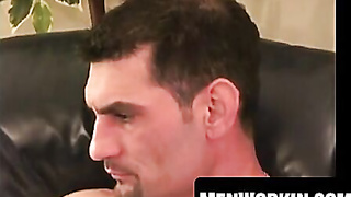 Rugged man jerks stiff with fucktoy in his cock-squeezing brown-eye