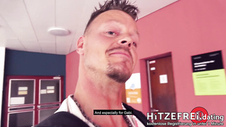 Risky Public Romp in School with Blond Teenie