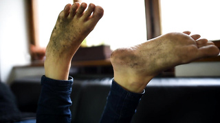 Grubby soles from shoeless ambling (POINT OF VIEW filthy soles, sloppy naked soles, sole queen, killer feet toes)
