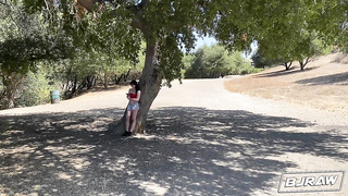 BJRAW Remi Moist wraps her lips around a XXL wood