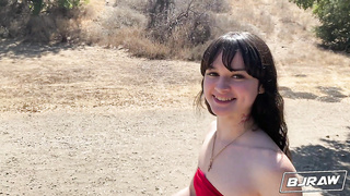 BJRAW Remi Moist wraps her lips around a XXL wood