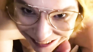 Gf fellate mega-slut gets a gigantic stream on her face