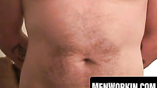 Mature dude wanks lollipop with fucktoy drowned in his bootie