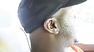 Young dark haired with puffy funbags rails an ebony man in couch