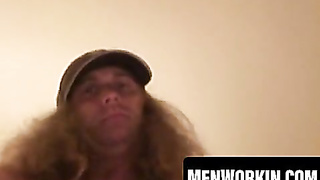 Mature inked guy with pecker ring jacks prick and blows a load