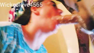 Muddy drool doused Good-sized manmeat blowing