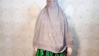 Mischievous pathan nymph with hefty rump.shoving a cucumber inwards her caboose and vag