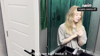 Sista asks for spunk on her face while no one is at home