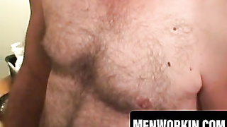 Aged amateur with mustache strokes will-less prick and pops