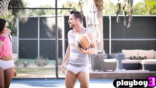 Spunky basketball match and muddy suck off by puny smallish globes COUGAR (Ariana Marie)