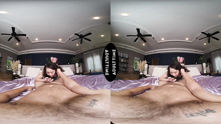 UP CLOSE VR - Hotwife Stud Wants To See You Penetrate His Gf Kimmy Kimm On Livestream - POINT OF VIEW