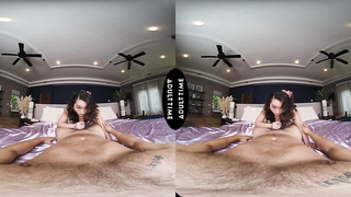 UP CLOSE VR - Hotwife Stud Wants To See You Penetrate His Gf Kimmy Kimm On Livestream - POINT OF VIEW