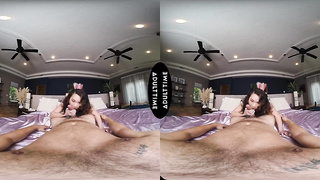 UP CLOSE VR - Hotwife Stud Wants To See You Penetrate His Gf Kimmy Kimm On Livestream - POINT OF VIEW