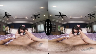 UP CLOSE VR - Hotwife Stud Wants To See You Penetrate His Gf Kimmy Kimm On Livestream - POINT OF VIEW