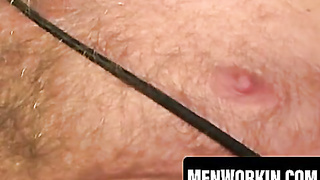 Mature blonde amateur masturbates petite shaft solo and blows a load