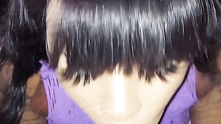 Super hot Ebony Stunner Deep Deep throating Hard-on In Van With Tons Of Slobber