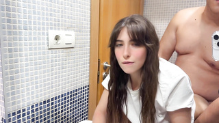 Internal cumshot in my unshaved vulva, my step-father packs me with ball butter in the shower while his buddies are in the living apartment