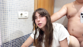 Internal cumshot in my unshaved vulva, my step-father packs me with ball butter in the shower while his buddies are in the living apartment