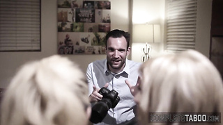 Lovely light-haired teenagers railing penis