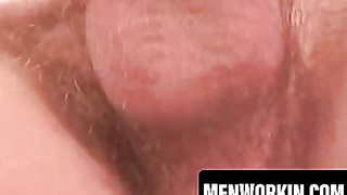 Inked stallion milks fuckpole in sultry solo action