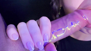 CLOSE UP - 4K MISCHIEVOUS LOVE GLOVE BLOW-JOB I bankrupt the rubber and I take all the spunk in my facehole