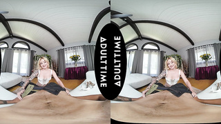 UP CLOSE VR Tatted Puny Hottie Stevie Moon Permits Pummel Her Rock-hard & Jism On Her Twat POINT OF VIEW