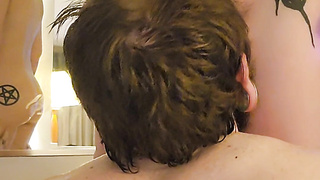 Humping humungous wifey decorating jizz on back on V-Day