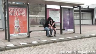 Right on a bus stop