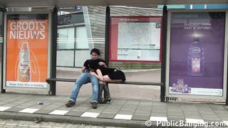 Right on a bus stop