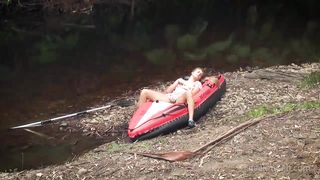 Female wanking by the lake side