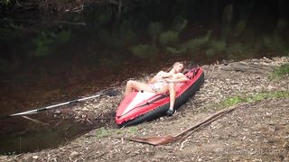 Female wanking by the lake side