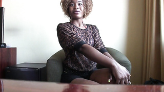 Amateur In African Sundress Undresses Down And Sate White Weenie