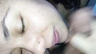 parent jizm on my lips, he stroked in face off until he spunk right on my fat lips‍