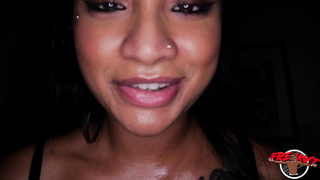 Yasmina Khan takes on Enormous BIG BLACK COCK and gets her first-ever Golden Douche with cum shot