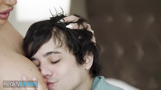 REALITYJUNKIES - Curvaceous COUGAR Entertains Her Sonnie’s Killer Homie In A Red-hot Room Venture