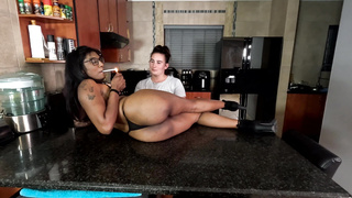 Spoiling a bday damsel with a table, lap dance, cake on figure candle inhale