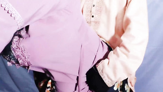 Muslim Hijabi Gorgeous Housewife Pulverizing with Neighbor - With Clear Bangla Audio