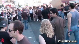 Payton Bell Trussed and Dazed in Public