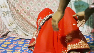 Unsatisfied wifey bang-out in crimson sare with spouse....
