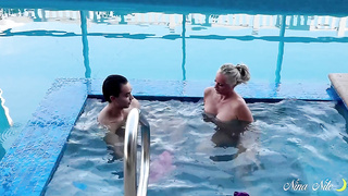 Nina Demonstrates Her Teddy Some Poolside Moves