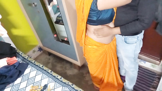 Fresh teen dressed in a saree.