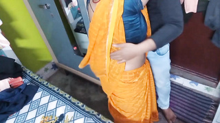 Fresh teen dressed in a saree.