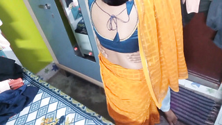 Fresh teen dressed in a saree.