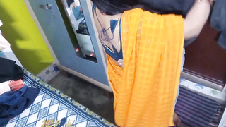 Fresh teen dressed in a saree.