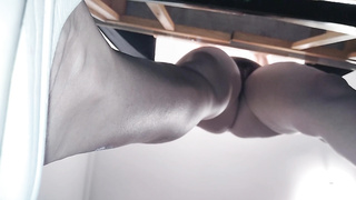 Jaw-dropping brown-haired doing nude errands around the mansion.