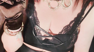 This Punk Female, Tina Snua, Smoking A Ciggy In Satin Mittens & Jewellery - Smoker Goth Smokes