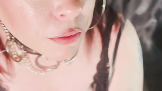 This Punk Female, Tina Snua, Smoking A Ciggy In Satin Mittens & Jewellery - Smoker Goth Smokes