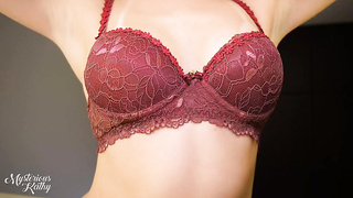 Brassiere Attempt-On Drag: Suntanned All-natural Breasts - MysteriousKathy